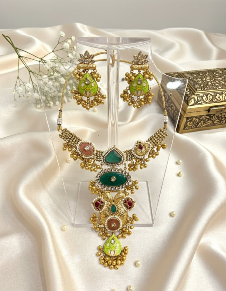 Aarzoo Kashmiri Enamel Necklace Set