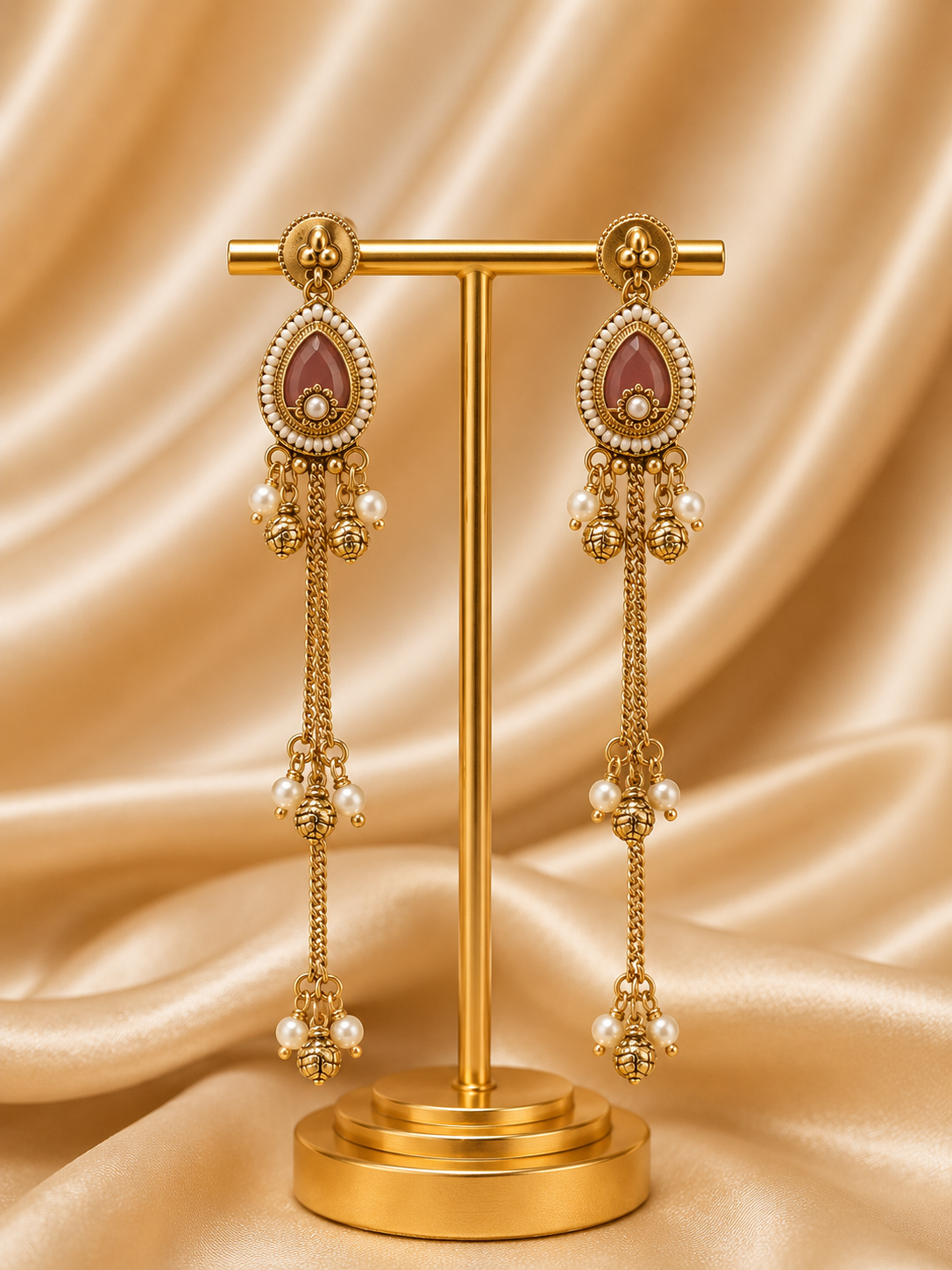 Regal Pearl Cascade Long Earrings