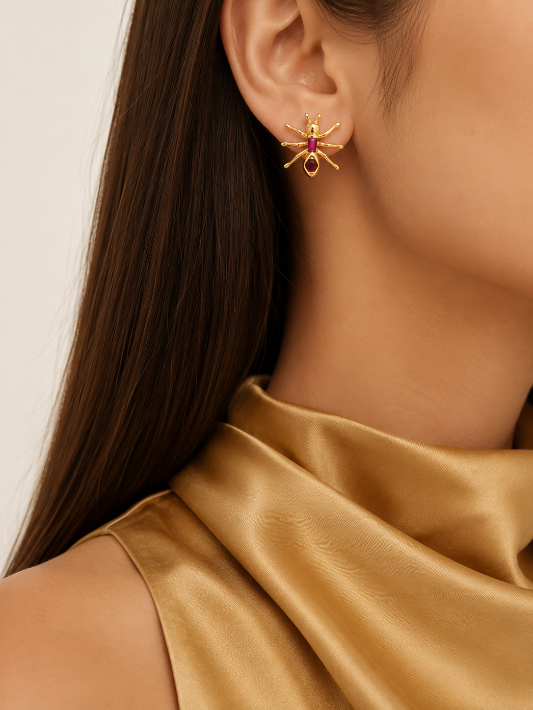 Ruby Ant Stud Earrings