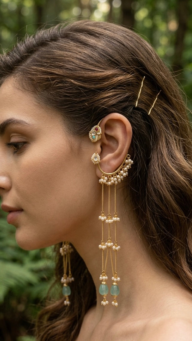 Aqua Noor Tassel Earrings