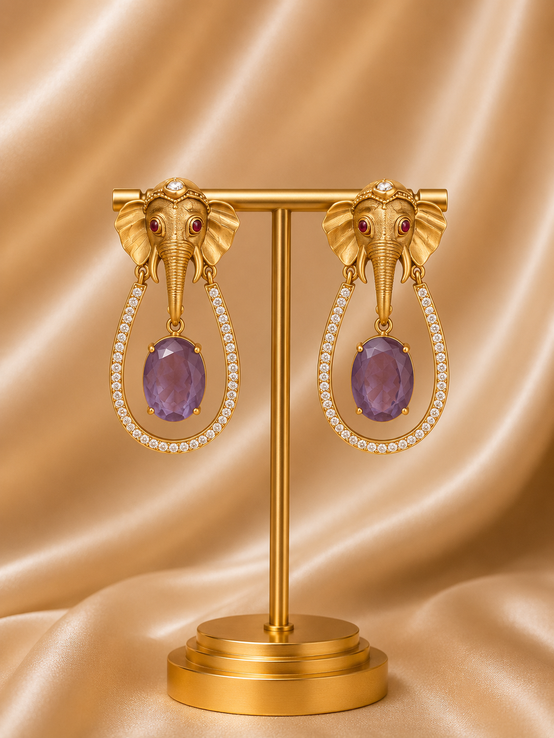 Royal Ganesha Amethyst Drop Earrings