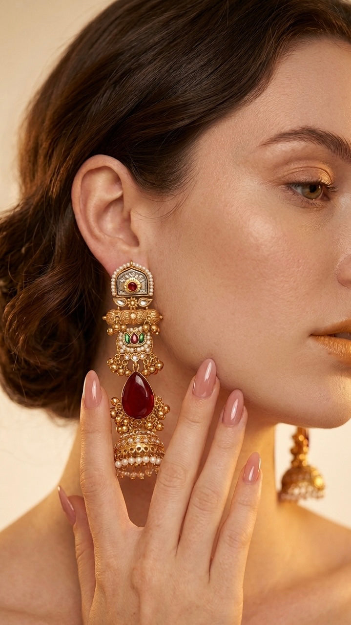 Noor Kashmiri Ruby Jhumkas