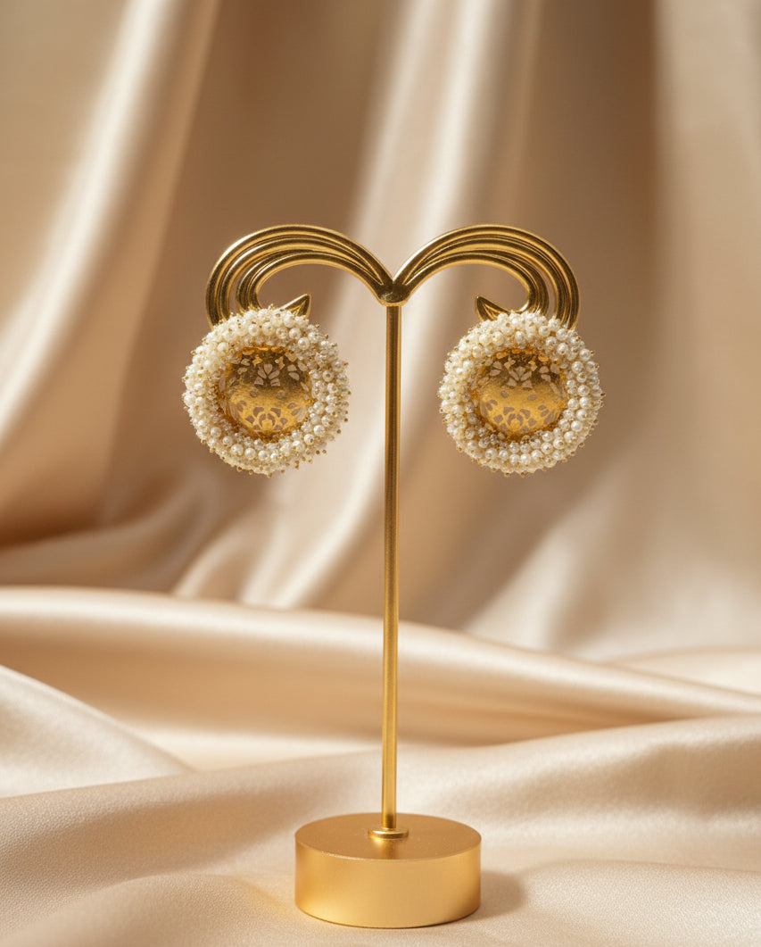 Jaali Swarna Pearl Studs