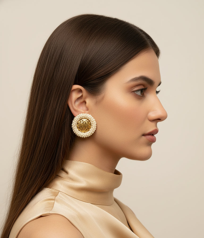 Jaali Swarna Pearl Studs