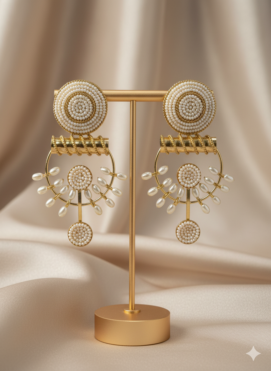 Celestial Pearl Fan Earrings