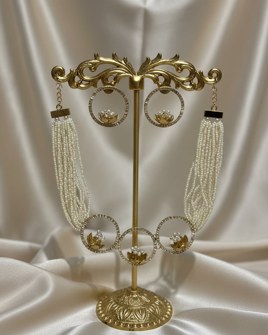 Aarya Lotus Pearl Tassel choker set