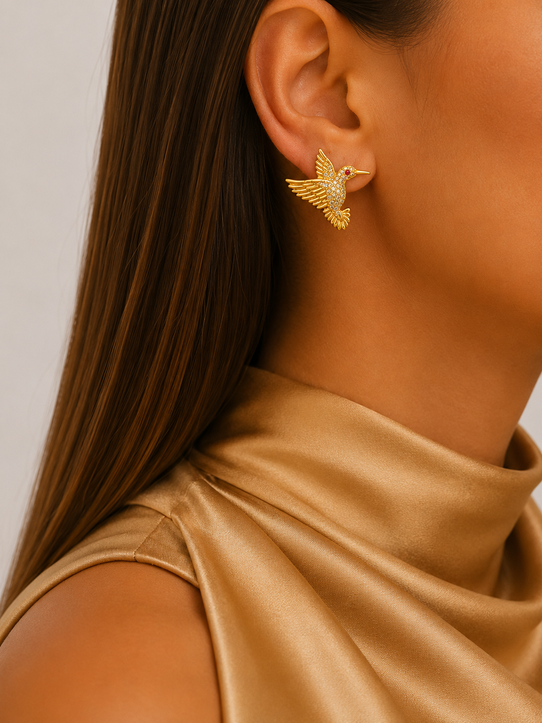 Golden Hummingbird Spark Studs