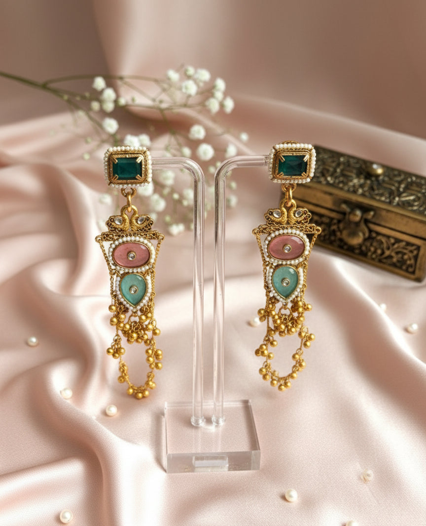Meher Kashmiri Ear Chain Jhumka