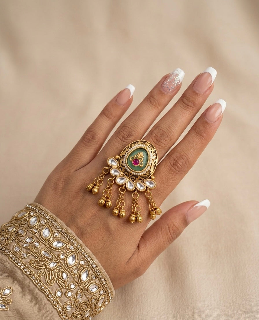 Embroidered Dangler Ring