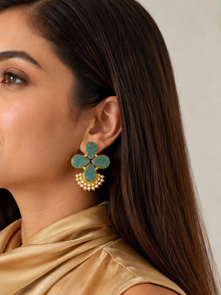 Verdant Bloom Pearl Earrings