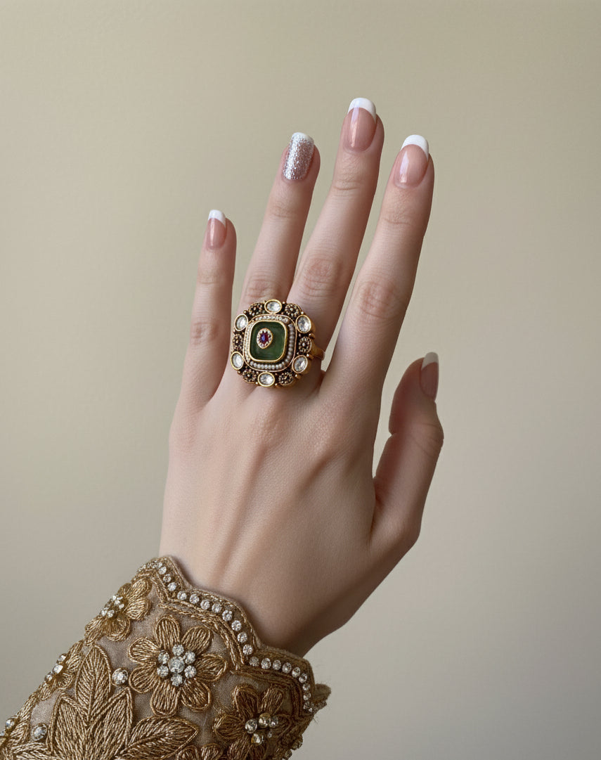Panna Chowk Ring (Emerald Square Ring)