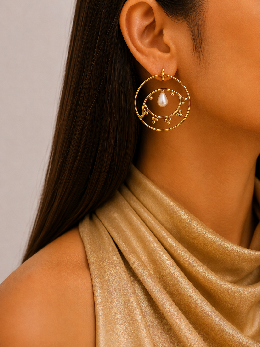 Luna Pearl Halo Hoop Earrings