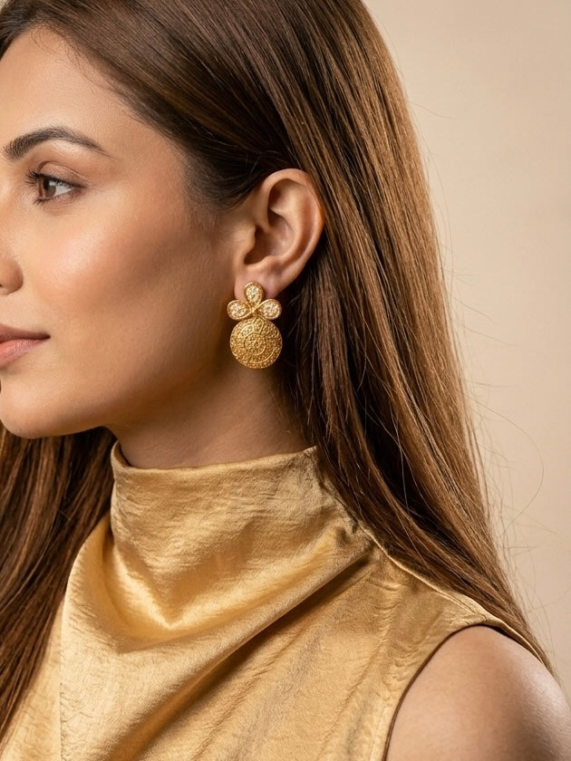 Vintage Mandala Pearl Drop Earrings