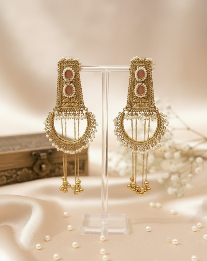 Suhani Kashmiri Pearl Drop Chand Earring-