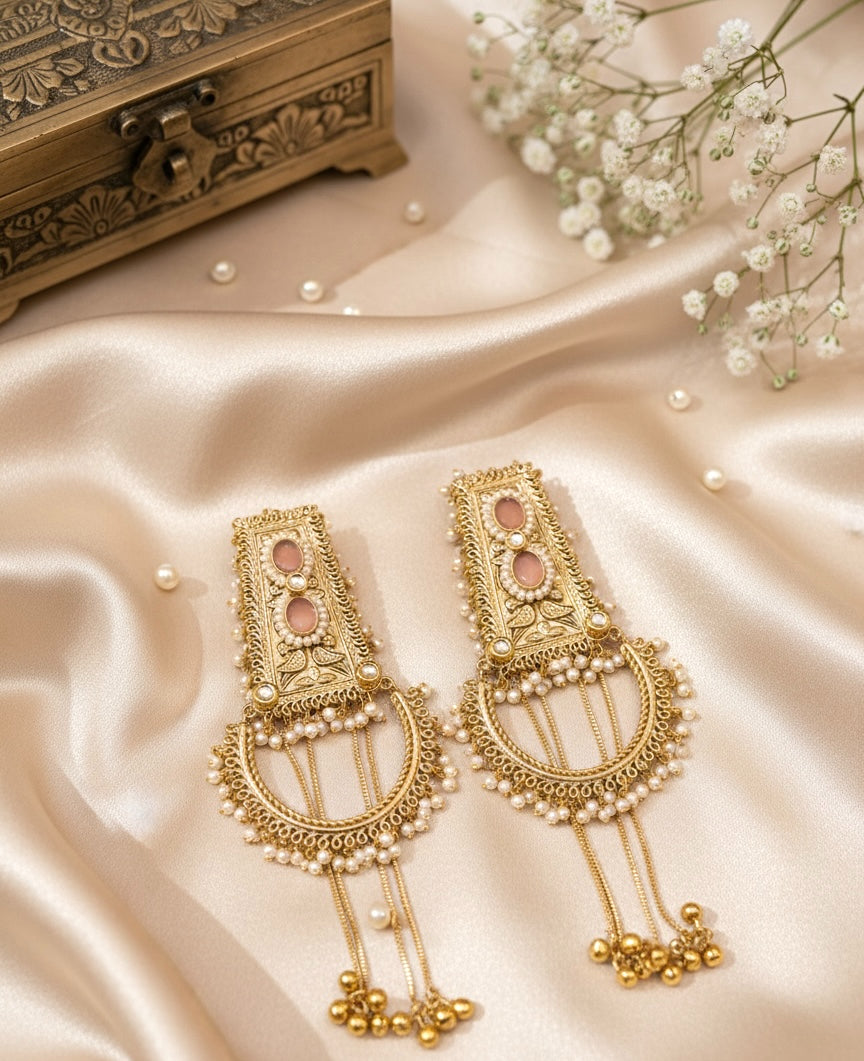 Suhani Kashmiri Pearl Drop Chand Earring-
