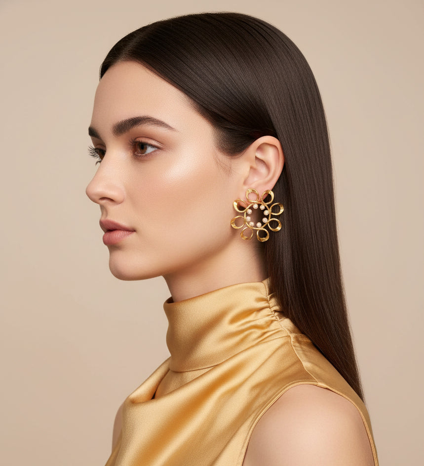 Vinyasa Gold Weave Studs