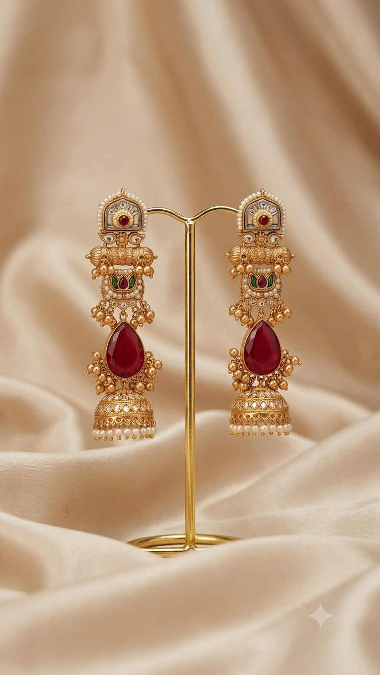 Noor Kashmiri Ruby Jhumkas