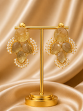 Golden Bloom Pearl Statement Earrings