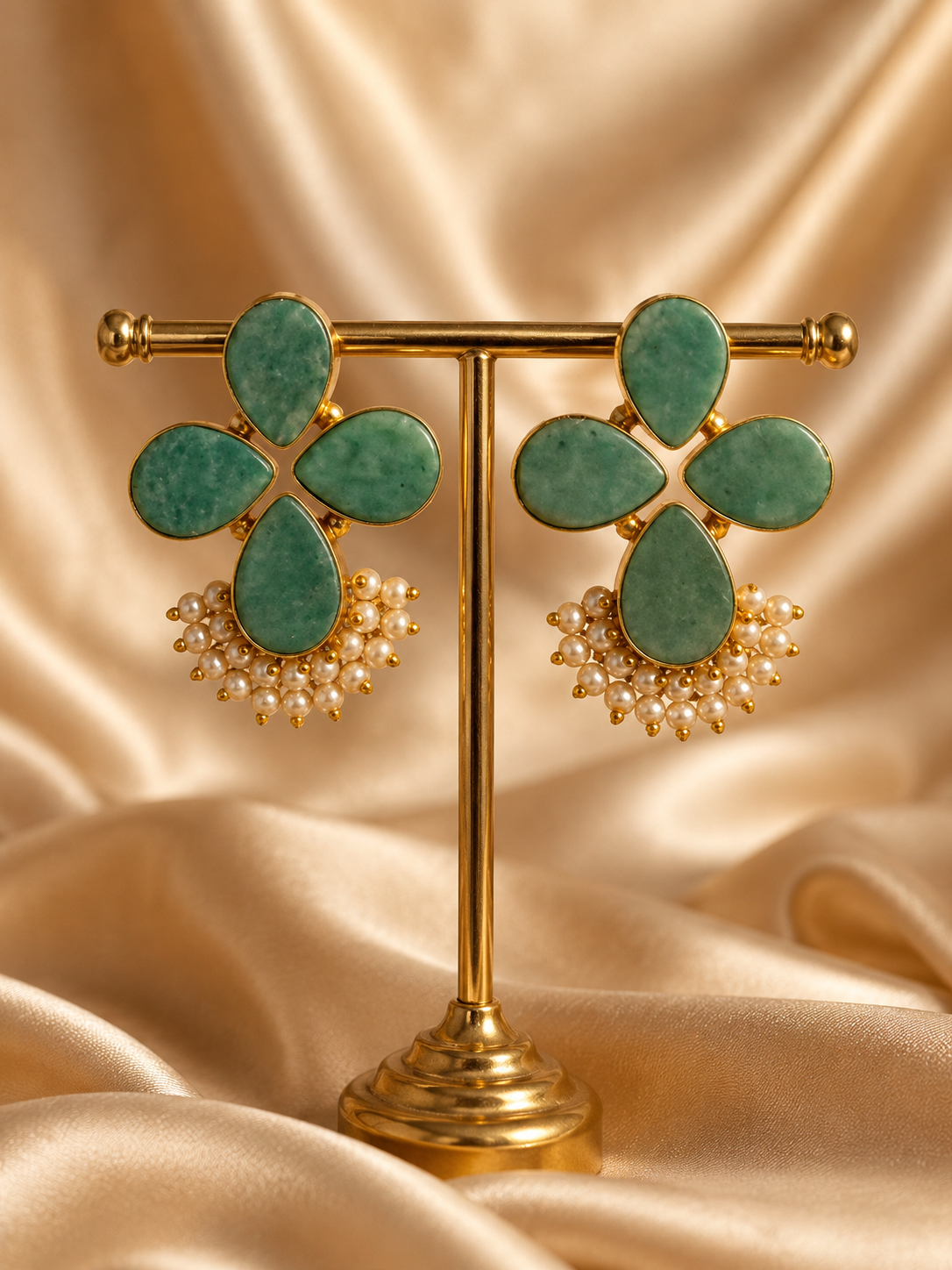 Verdant Bloom Pearl Earrings