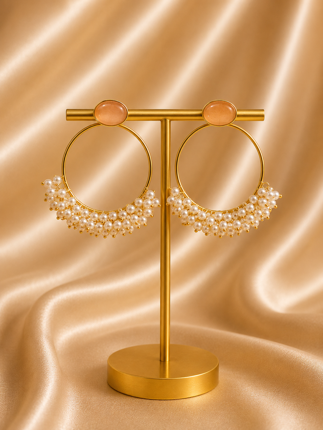 Pearl Cascade Hoop Earrings